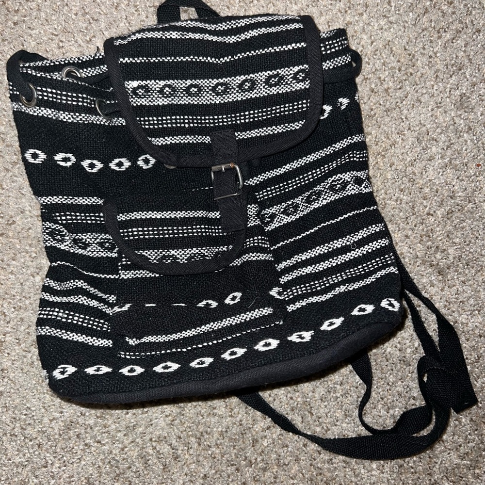 Black & White Aztec Boho Mini Backpack Bookbag Purse